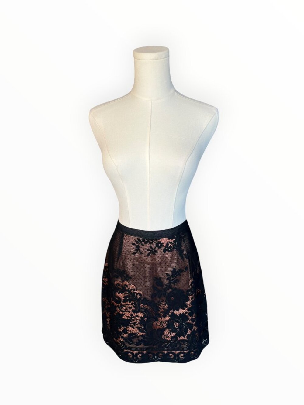 Vintage Y2K To The Max! Black Lace Copper Satin Mini Skirt Size 5/6